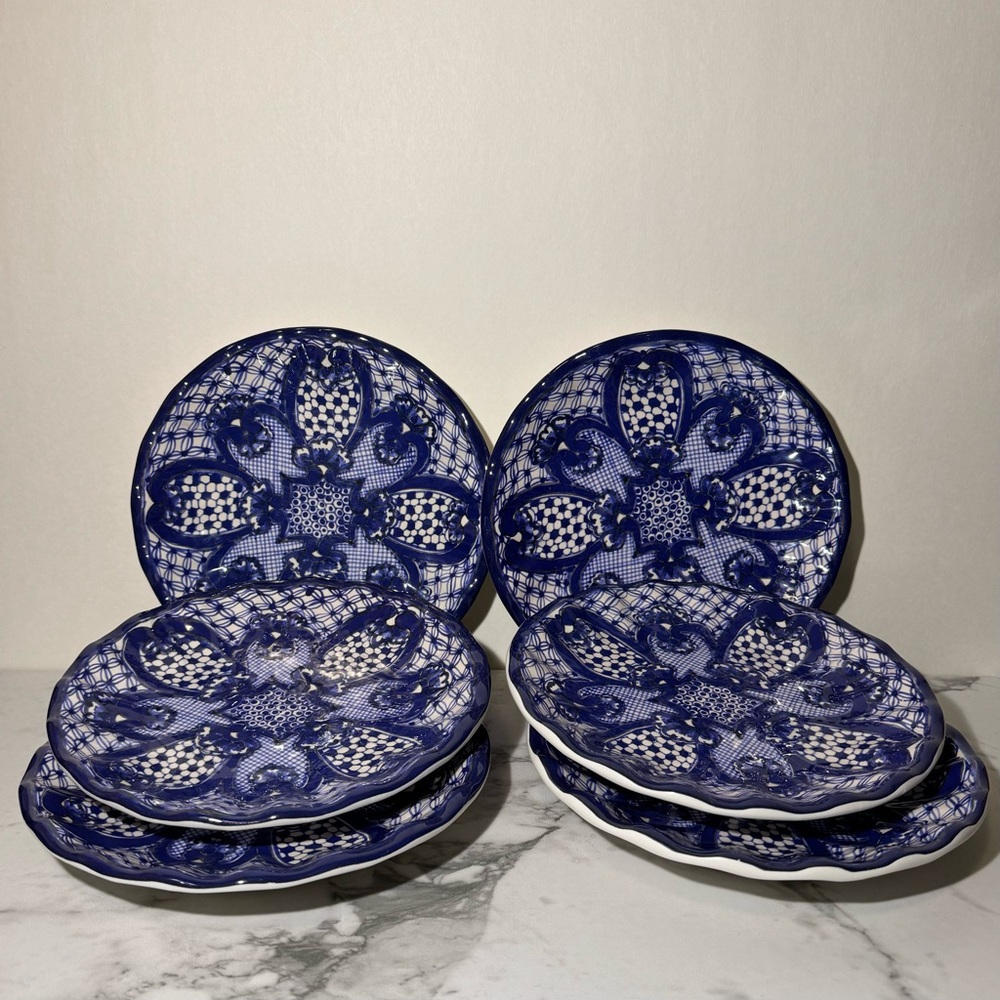 Set of 6 Pottery Barn Del Sol Melamine Salad Plates 8" (all the same design)